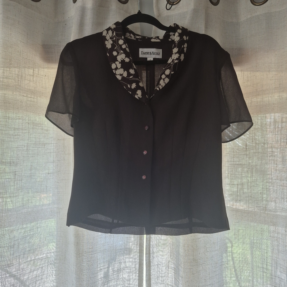 Danny & Nicole Cream Brown Embellished Blouse